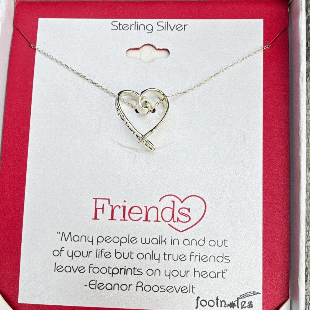 Vintage 2010 925 Sterling Engraved "Friends" Heart Pendant Necklace 16 (152)